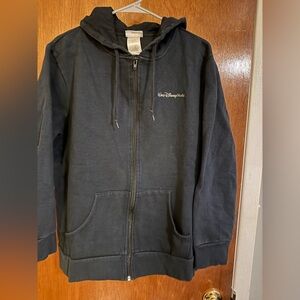 Disney Parks Black Zip Hoodie with Silver Glitter Walt Disney World Park Icons